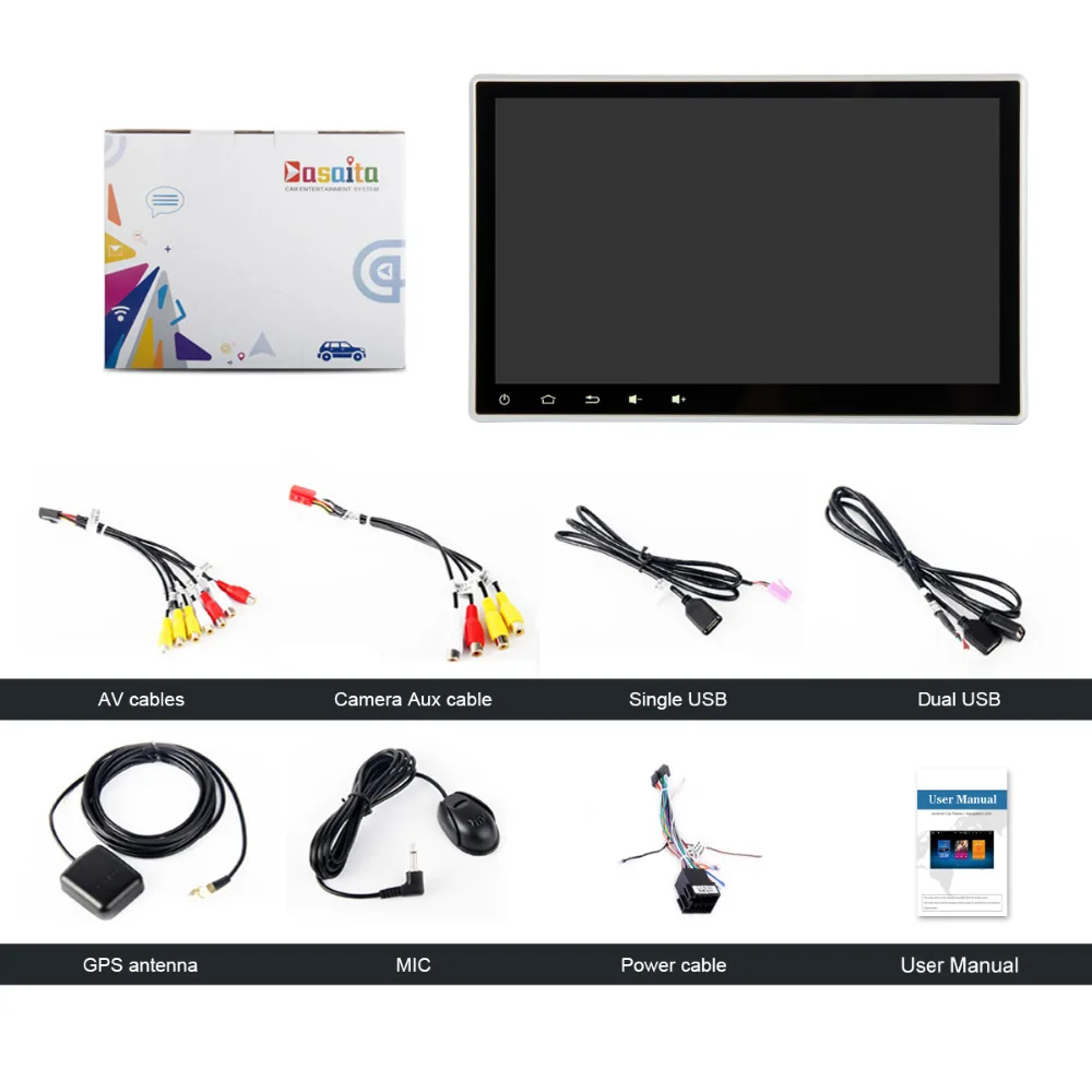 Top Dasaita 10.2" Android 9.0 Car GPS Radio Player for 2 Din Universal  with Octa Core 4GB+32GB Auto Stereo Multimedia Headunit 5