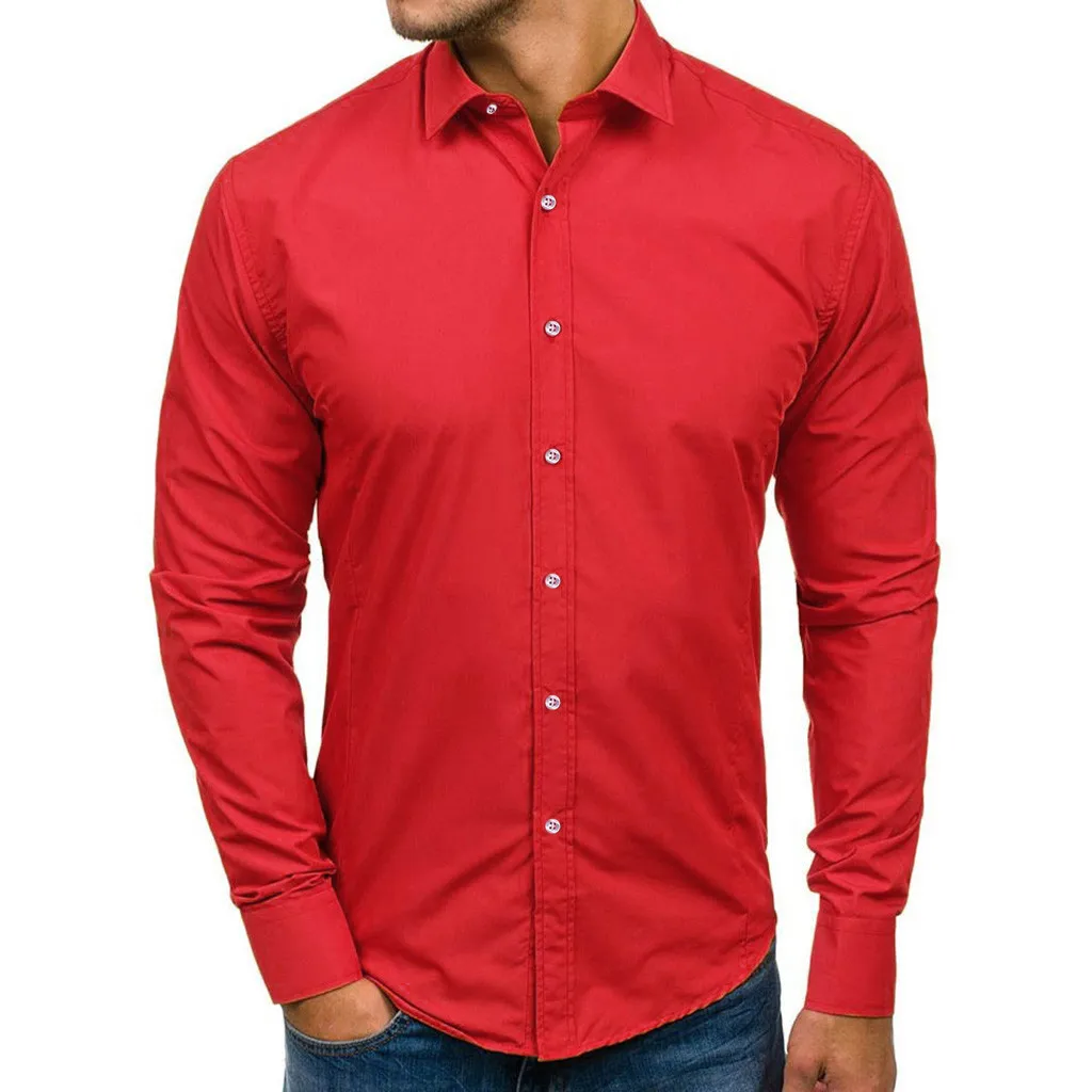 Мужская приталенная рубашка с длинными рукавами, рубашка на пуговицах, деловые рубашки, топы высокого качества, однотонная Хлопковая мужская одежда, рубашка 3XL