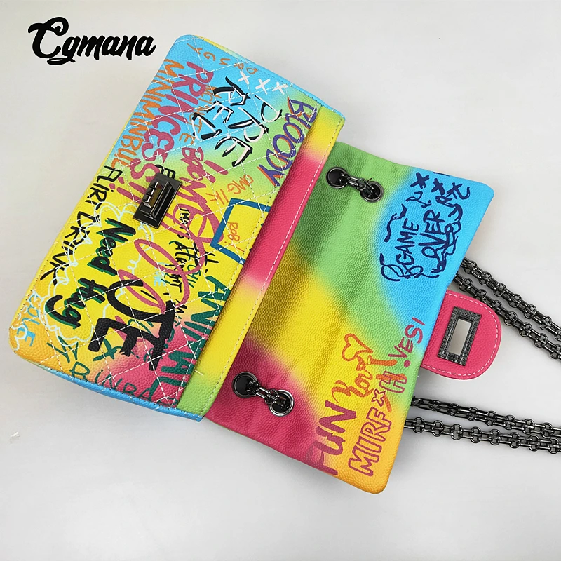 Graffiti Chain Bag For Women 2019 Luxury Women Bags designer Shoulder Bag Fashion Brand Colorful Crossbady Bags sac main femme