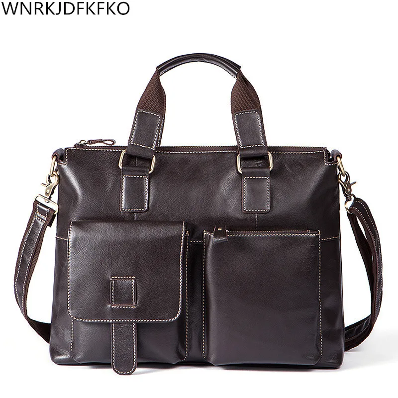 

Genuine Leather Men Briefcase High Quality Men's Business Handbags Leather Men Bag Men Messenger Shoulder Bags