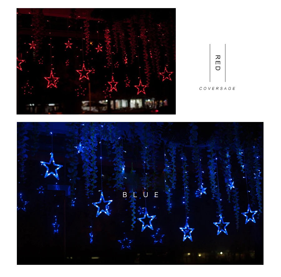 Coversage Ins Звездные сказочные гирлянды, занавески Girnaldas Luces Navidad, светодиодные Рождественские елочные украшения, садовые, уличные, декоративные