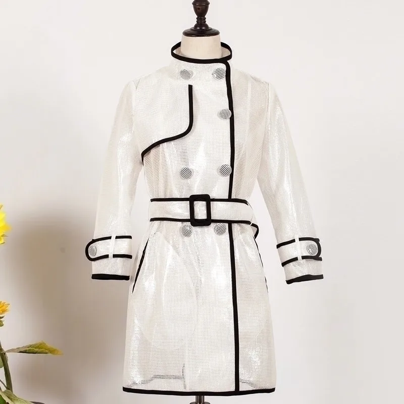 

Coat Female Autumn 2019 New Transparent Windbreaker Female Long Holographic Windbreaker Women Trench Coat for Women Long Coat