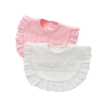 

New Baby Bibs Cute Cotton Triangle Round Lace Bow Princess Bandana Baby Towel Bavoirs Floral Super Soft Baby Bib 0-3years