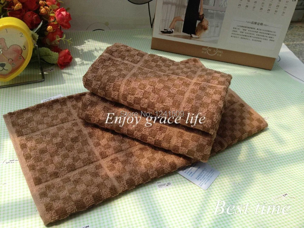 2pcs/lot New Style High end Men's Soft Cotton towel Beautiful Plaid