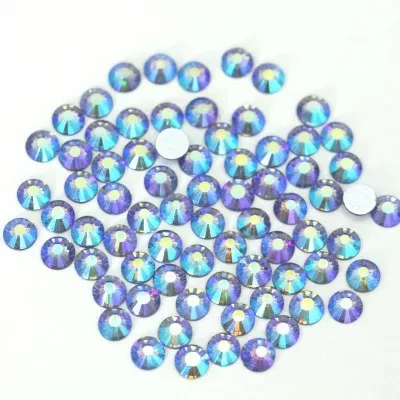 Color AB Glue on Glitter Flatback Glass Crystal Non Hot fix rhinestone For Gymnastics Clothes Shoes 3D Nail Art Decoration