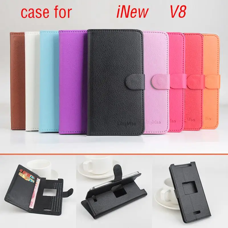 

Case for iNew V8 Case Flip PU Leather Wallet Cover for iNew V8 Luxury Brand Litchi Grain Stand Phone Bag Case