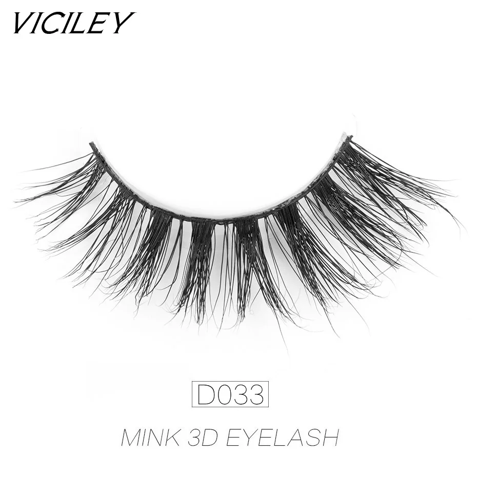 

VICILEY 1pcs/lot 100% Real 3D Mink Full Strip False Eyelash Fake Eye Lashes Makeup Halloween Cilios Posticos Mink Eyelash D033