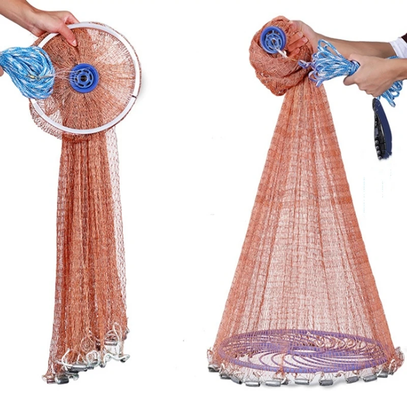 Finefish Fishing Nets Hand Throw Casting Network With Ring 2.44.8m