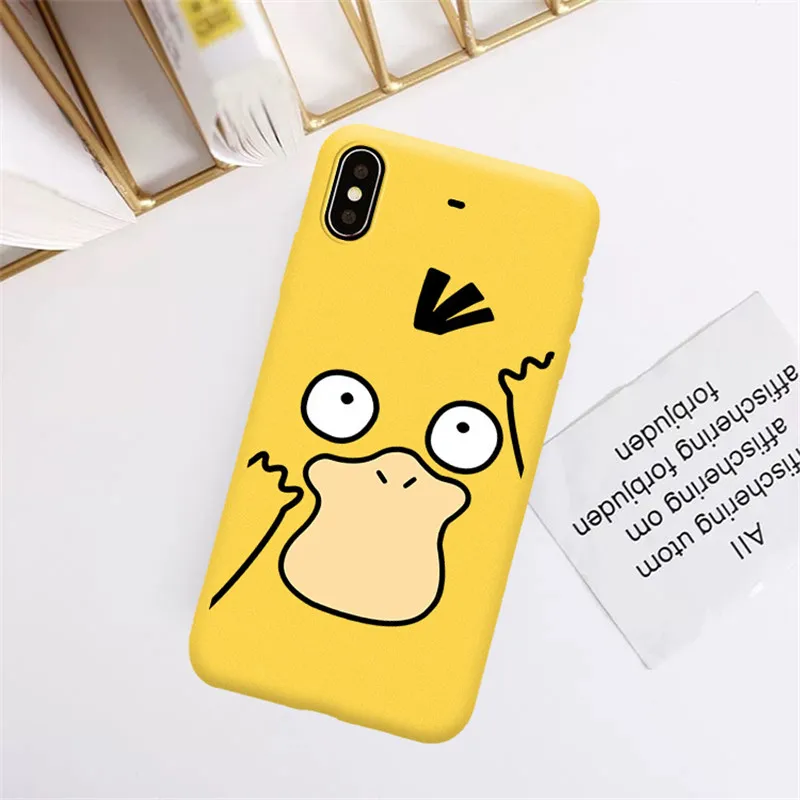 Милый мультяшный Psyduck Pika чехол для телефона для iPhone 7 X XS MAX XR 8 6 6s Plus Мягкий матовый желтый силиконовый чехол - Цвет: Style 5