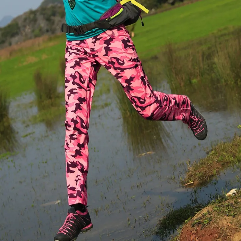 2019 nueva llegada al aire libre de las mujeres de secado rápido pantalones de camuflaje senderismo Trekking elástico de longitud completa Pantalones Mujer Pantalones ciclismo