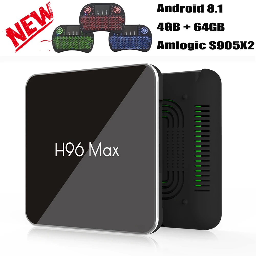 ТВ-приставка RUIJIE H96MAX на базе ОС Android 8.1 с 4 ГБ ОЗУ и 64 ПЗУ четырехъядерным