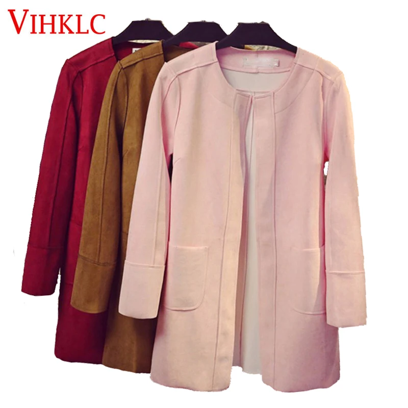 

Casaco feminino 2016 early spring new leisure complex and long suede coat blouses trench coat for women female overcoat G467