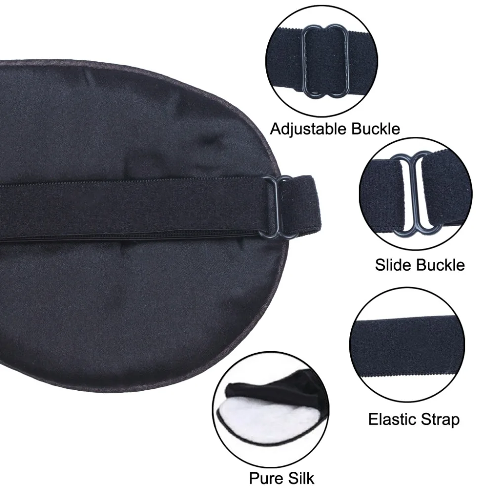 Filled Pure Silk EyeShade Sleeping Eye Mask Cover Eyepatch Blindfolds Eyeshade Health Sleep Shield Light Goggles Earplugs Free (6)