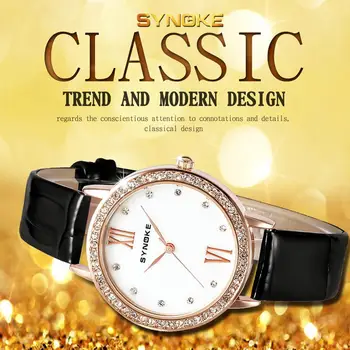 

SYNOKE Fashion Women's Quartz Wristwatch 30M Waterproof Watches Women Slim PU Leather Ladies Clock Black Red Purple