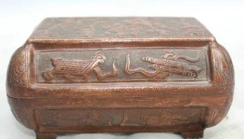 

USPS to USA S1910 5" China palace Bronze Eight Immortals Phurba Dagger Holder cassette Box casket
