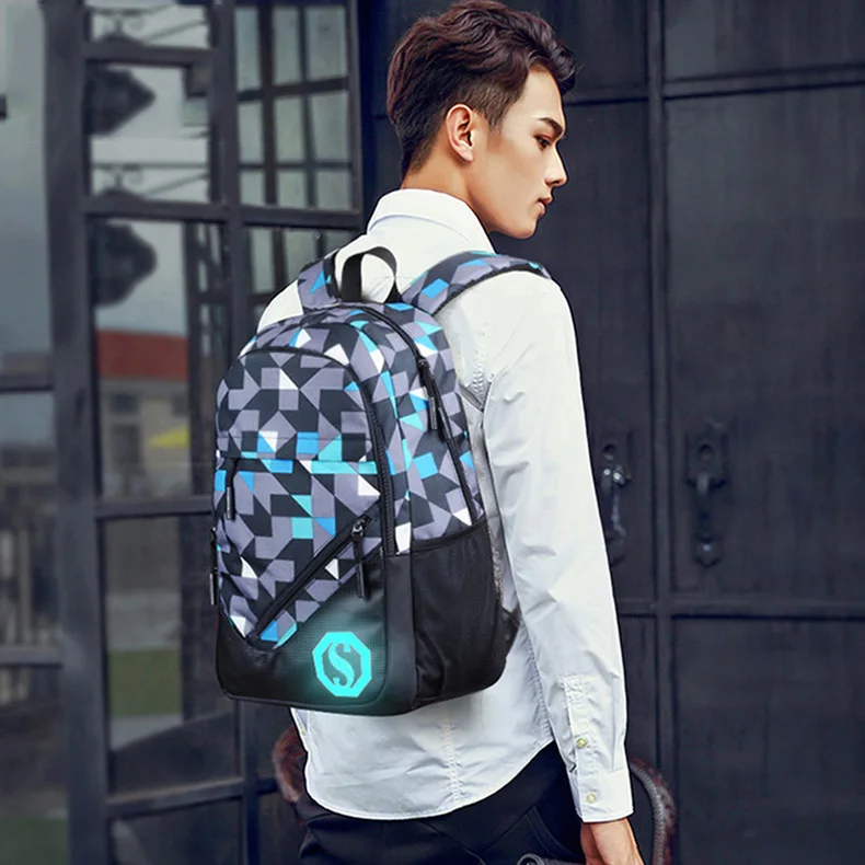 Senkey стильные модные мужские рюкзаки, мужские повседневные светящиеся рюкзаки для путешествий Mochila, Подростковая женская школьная сумка, рюкзак для ноутбука