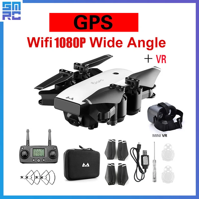 SMRC S20 drone 1080P HD Camera with Double GPS FOLLOW ME FPV RC Quadcopter Foldable Selfie Live Video for Child gift beginners