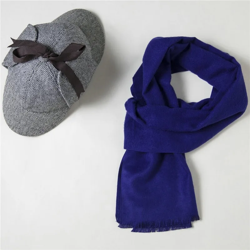 Cosplay Sherlock Holmes Cap Detective Hat And Scarf Wool Costume Adult Deerstalker Houndstooth2