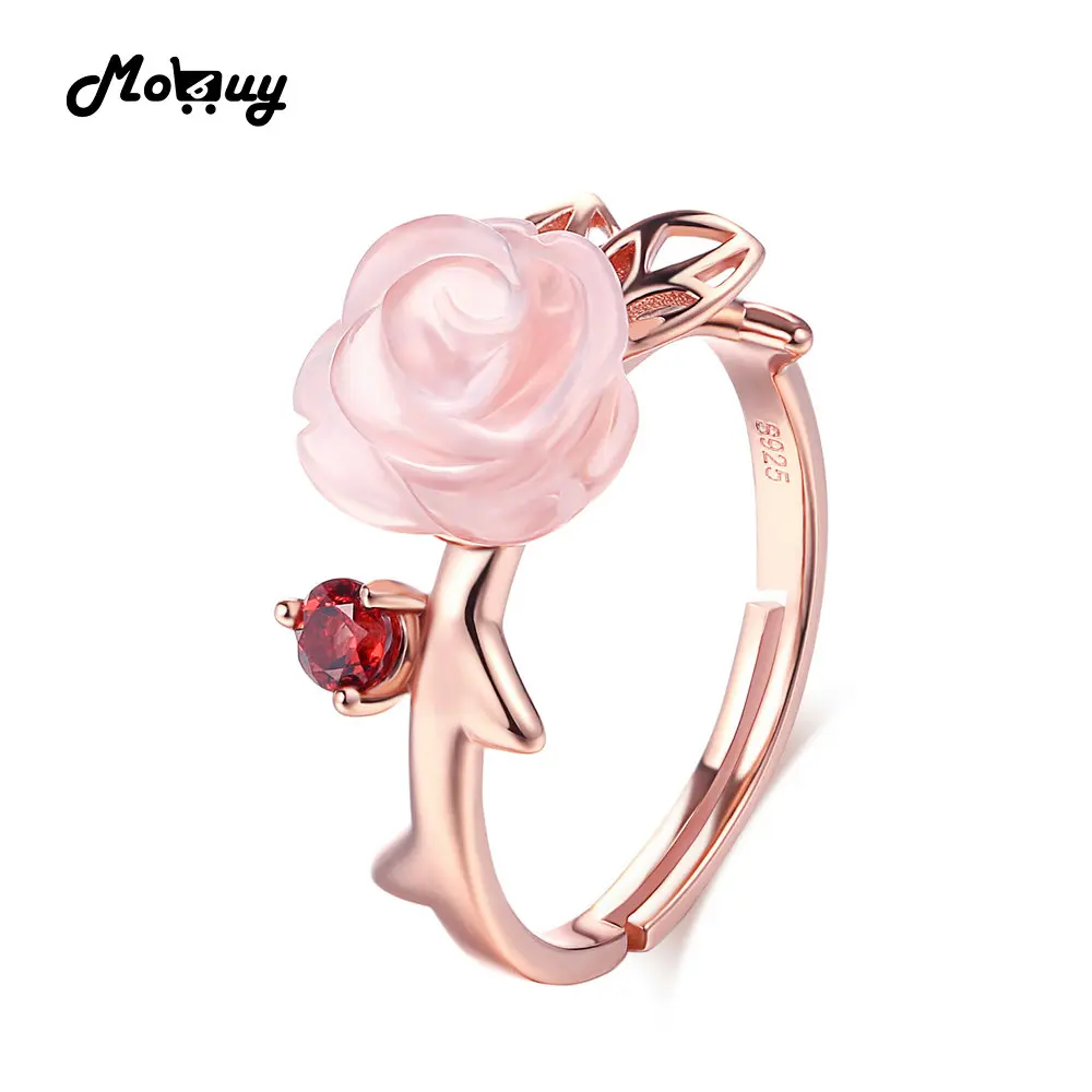Женское кольцо из серебра 925 пробы с розовым кварцем|gemstone jewelry|925 sterling gemstone ringsgold