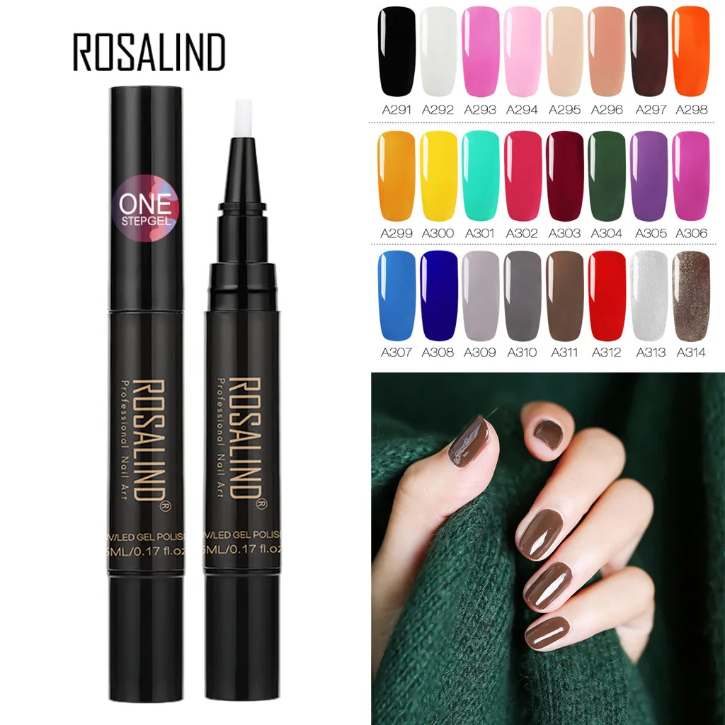 

ROSALIND Gel Nails polish Pen 3 In 1 Gel Nails Polish Varnish Pen Glitter One Step Nail Gel vernis ongle wholesale Dropshipping