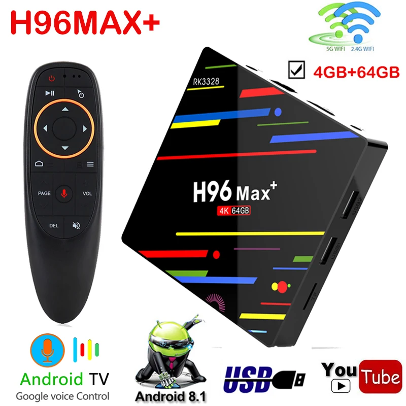 

android 8.1 H96 max smart tv box 4G/64GB RAM RK3328 Quad-Core 4K H.265 USB3.0 Media Player pk h96 pro portugal iptv subscription