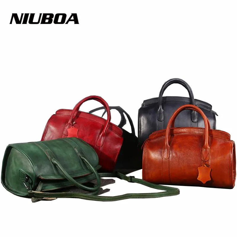 

NIUBOA Casual Tote Women Shoulder Bags 100% Genuine Leather Vintage Hadbag Hot Design Leather Handbags Luxury Crossbody Bags