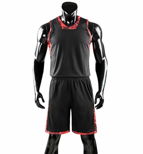 ZMSM набор баскетбола для взрослых с принтом края спортивная одежда баскетбольные майки быстросохнущая баскетбольная форма на заказ AL1823 - Цвет: Черный