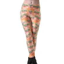 Эластичные повседневные штаны с 3D цифровой печатью желтый бургер узор женские Леггинсы 7 размеров одежда для фитнеса