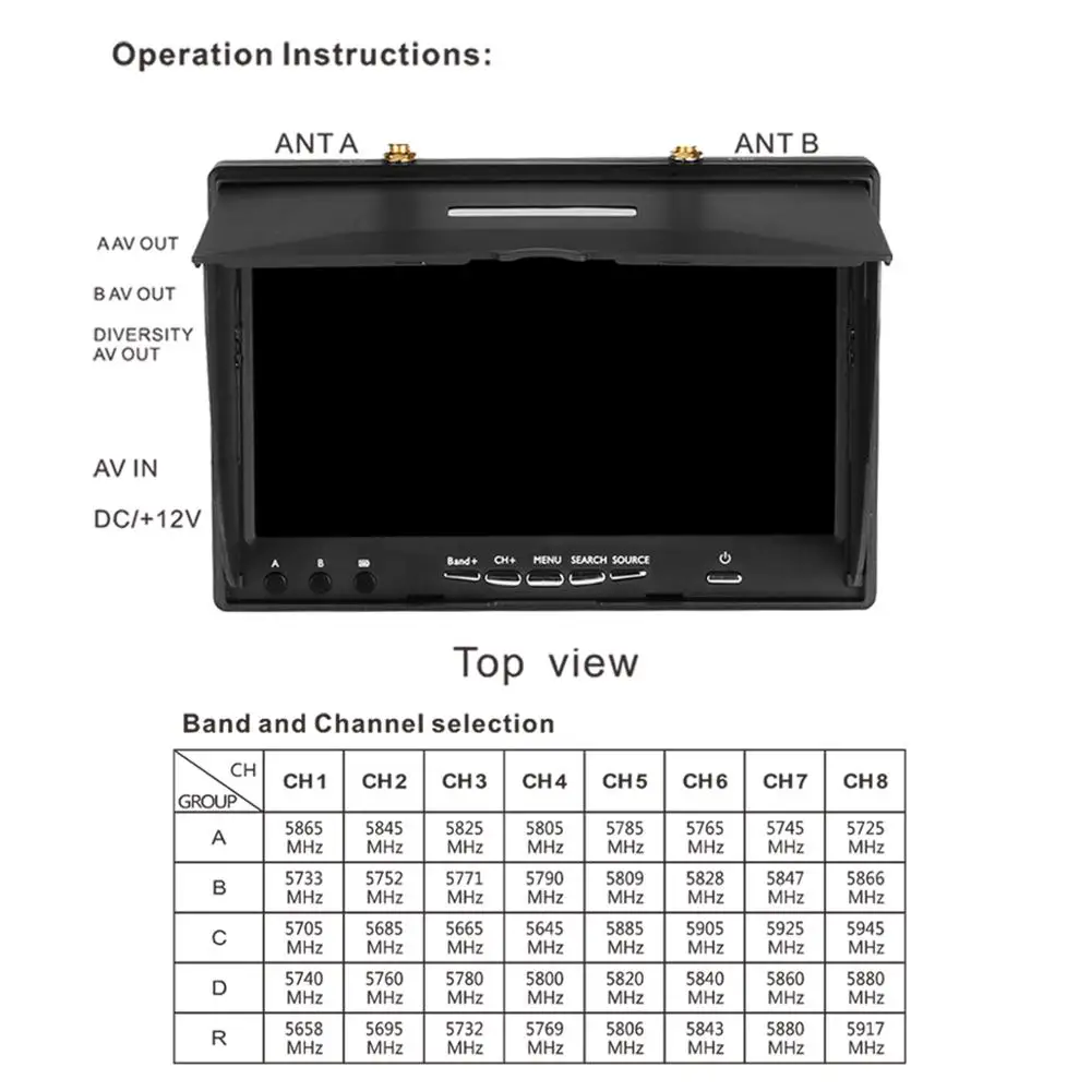 LCD5802D LCD5802S 5802 5,8G 40CH 7 дюймов Raceband FPV монитор 800x480 со встроенным видео-экраном для FPV мультикоптера