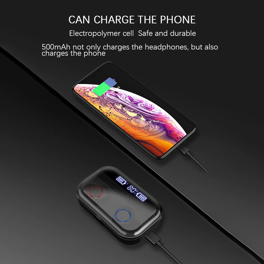 Беспроводные наушники TWS Mini True Bluetooth 5,0 мини беспроводная гарнитура для занятий спортом стерео Бас Наушники сенсорное управление с зарядкой#20