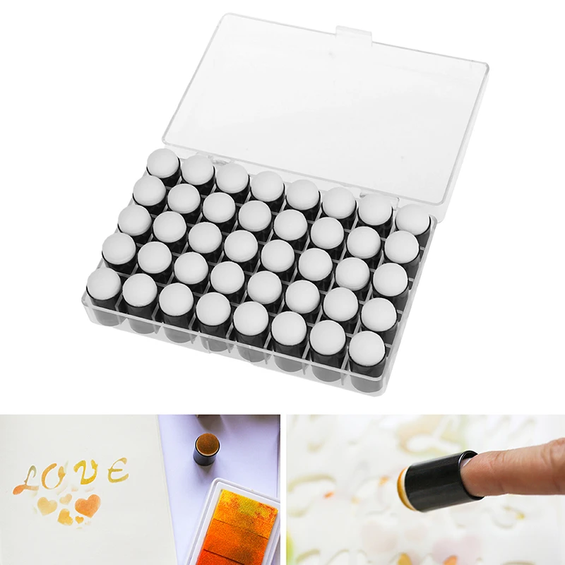 40 шт./лот губка пена палец мел чернила с коробкой губка палец Daubers пены палец живопись ремесло набор отпечатков пальцев рисунок