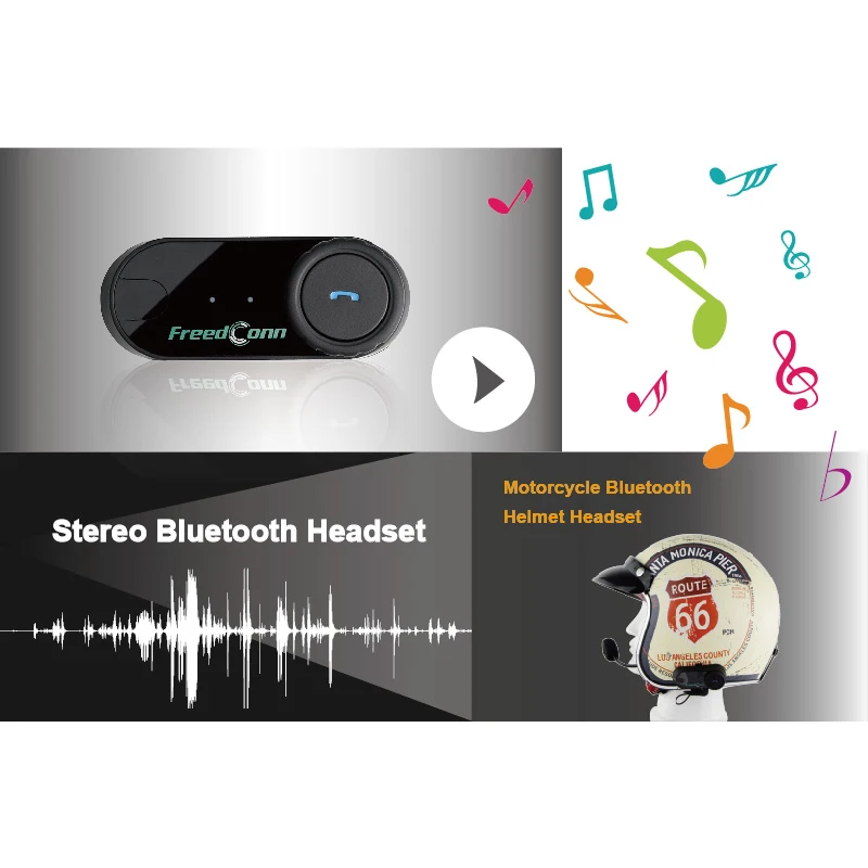 Гарнитура FreedConn с bluetooth для мотоциклетного шлема велосипедные наушники 2 райдеров