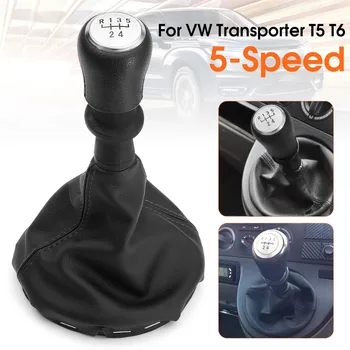 

5/6 Speed Gear Stick Shift Knob Frame Boots Black For VW Transporter T5 T6 #161412