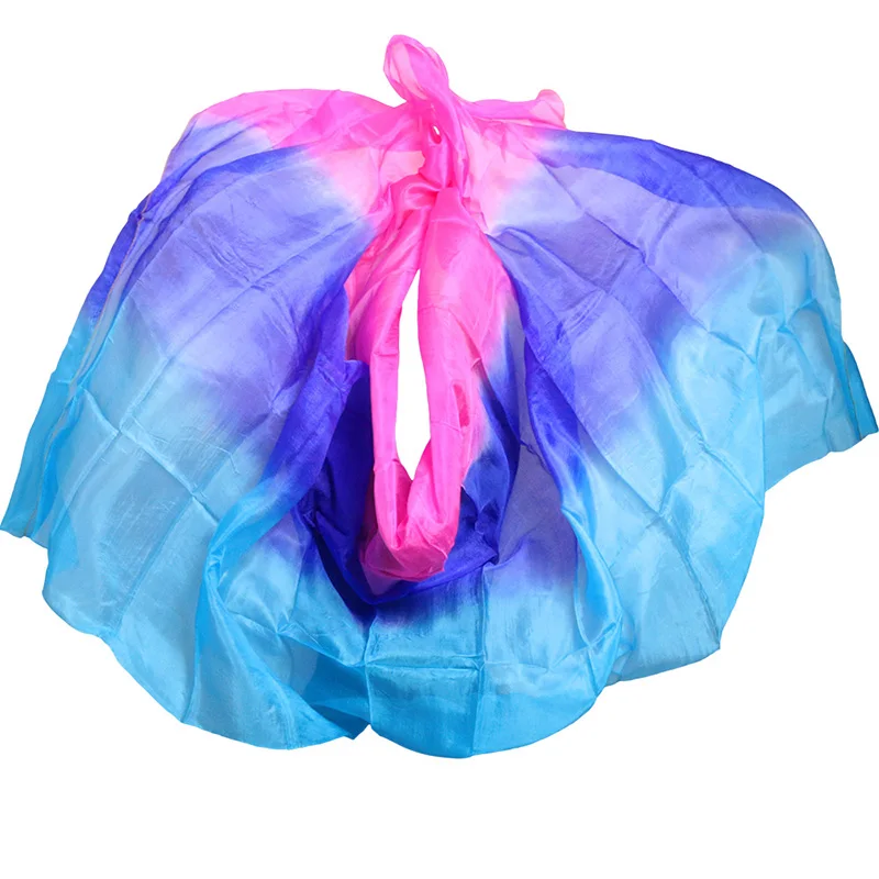 

high quality 100% silk dance veils handmade silk belly dance veil turquoise+royal blue+rose colors 250/270*114 cm Dance Props