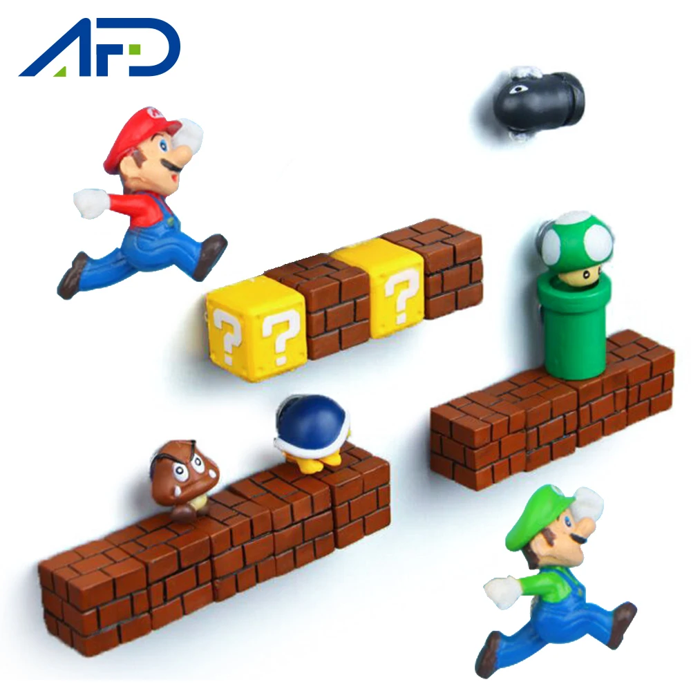 

1 Set Resin 3D Cute Super Mario Fridge Magnets for Kids Figurines Wall Marios Bullets Bricks Home Decoration Fridge Magnet Decor