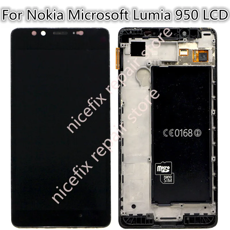 

Tested For 5.2" Microsoft Nokia Lumia 950 LCD Display Touch Screen Digitizer Assembly Replacement With Frame For Nokia 950 LCD
