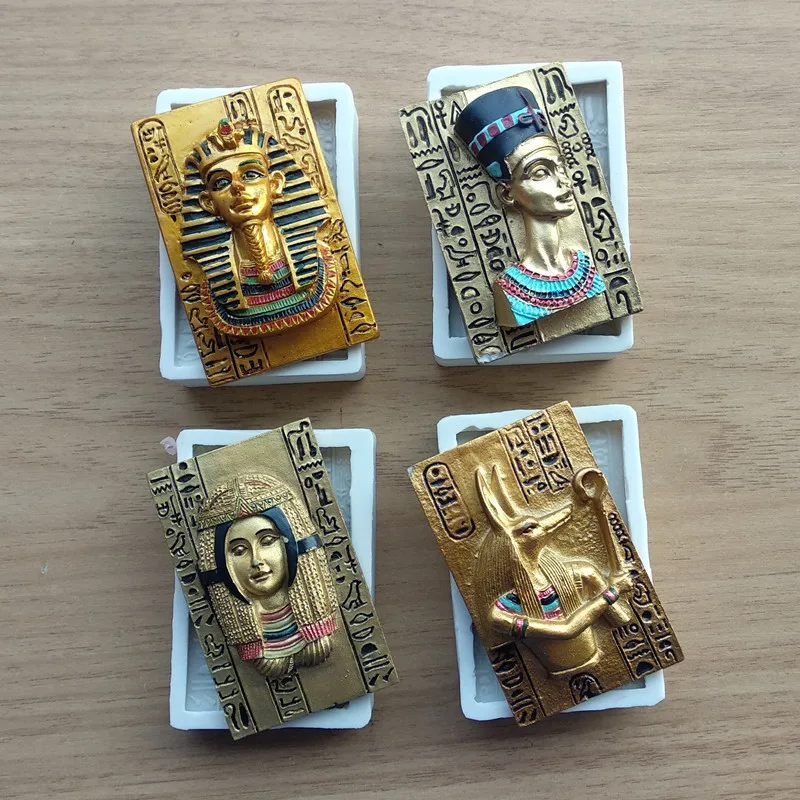 

4 StylesEgyptian Pharaoh Silicone Mold Cake Mold Chocolate Gypsum Candle Soap Candy Mold Kitchen Bake SQ1853-56