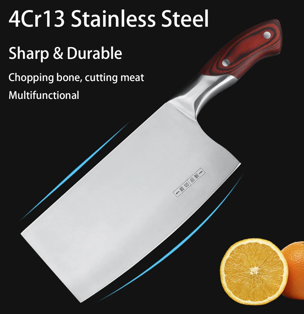 Китайский кухонный нож 4Cr13 Высокоуглеродистый нож, прочный нож для нарезки шеф-повара, ультра острое лезвие, цветные ножи с деревянной ручкой