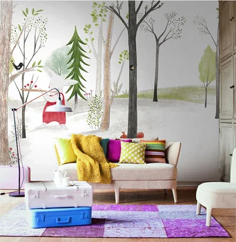 

Bacaz Large Rabbit Trees 3d Cartoon Wall Sticker for Kids Room Baby 3d Cartoon Wallpaper Mural 3d Wall Mural Wall paper