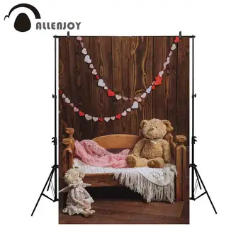 

Allenjoy toy bear bedroom photography backdrop baby shower wood background for photo studio photobooth photocall fabric props