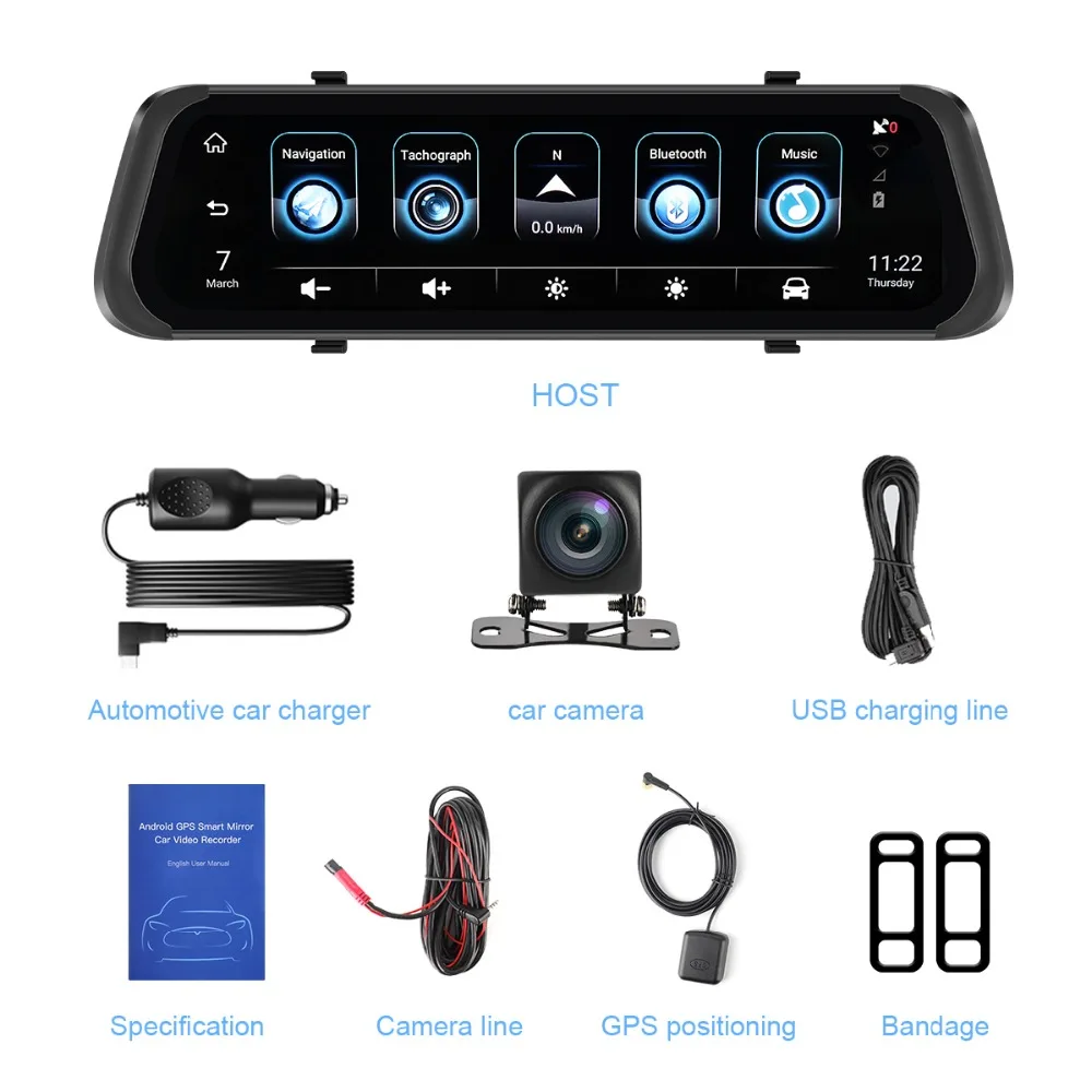 10 дюймов FHD 1080P сенсорный экран 4G зеркальный видеорегистратор Android ADAS GPS WIFI авто