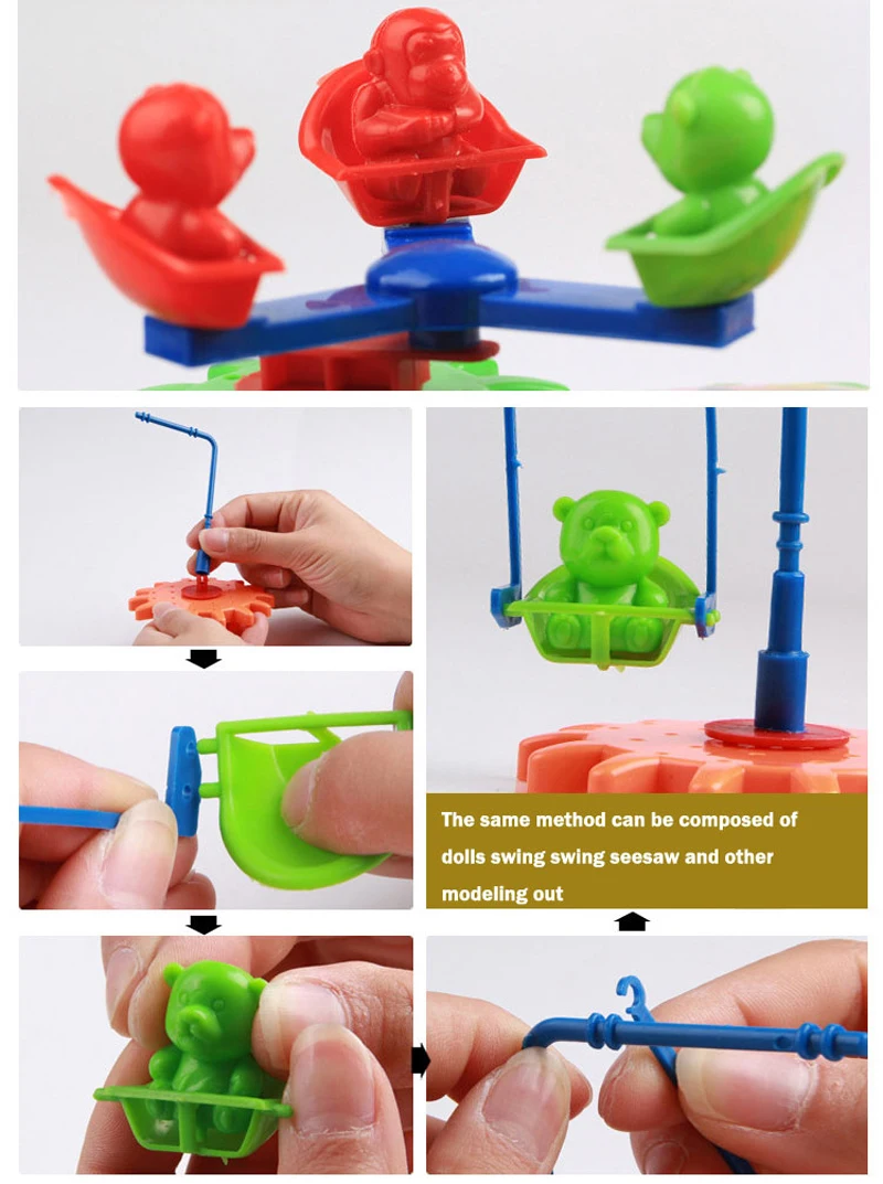 QWZ 81 шт. электрические шестерни 3D головоломки строительные наборы пластиковые кирпичи развивающие игрушки для детей Рождественский