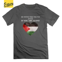 Бесплатная Палестина Tees палестинский флаг сердце популярный Чистый хлопок o-образным вырезом с коротким рукавом футболки мужские печатные