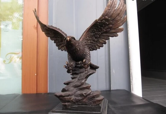 

Collectible bronze lion statue S0372 14 Western classic Bronze Copper Arabia peace eagle hawk falcon Statue (B0413)