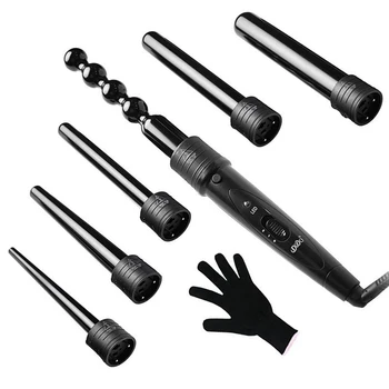 

2019 Dropshipping 6 in 1 Ceramic Pro Curling Iron Wand Hair Curler Set Interchangeable Barrel Tourmaline Curling Iron Machine