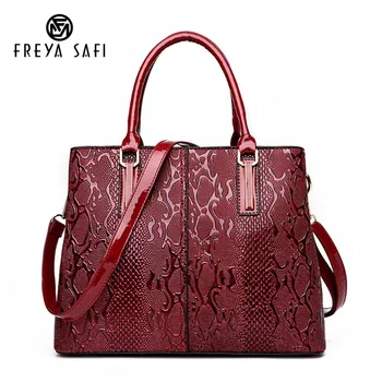 

Freya Safi Fashion Serpentine Ladies Hand Bags Pu Leather Luxury Handbags Women Bags Designer Big Capacity Women Crossbody Bag