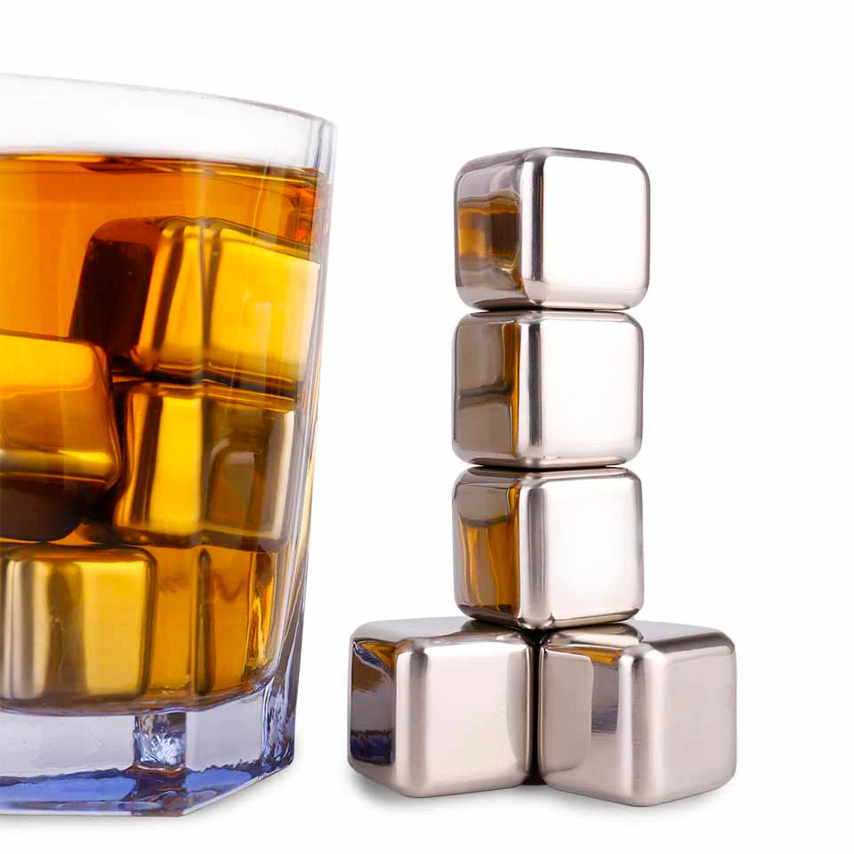 Stainless Metal Ice Cubes Reusable Whiskey Stones Beverage Cooler Drink Chiller