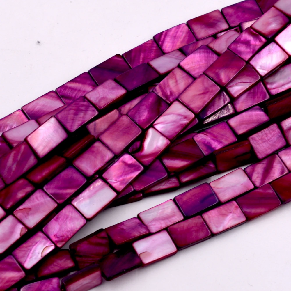 

10mm Nautral Purple Shell MOP Rectangle Shape Gems Loose Beads Strand