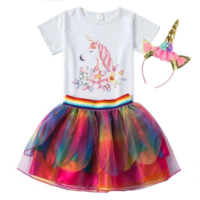 

toddler kids girl outfits rainbow tutu skirt set for girls girls skirt and top sets unicorn kids trendy clothes birthday party