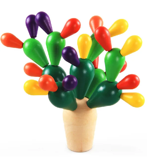 EFHH Wooden Children Build Blocks Baby Cactus Educational Assembling Demolition Toys Creature Blocks Drop Shipping baby-building-blocks-wooden